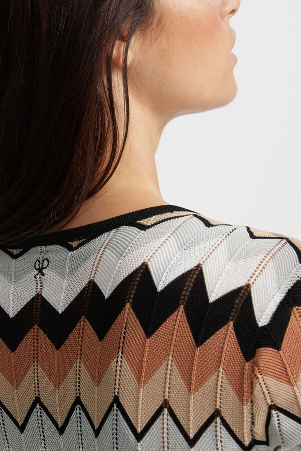 Silbon Vestido punto largo espiga Marr&oacute;n