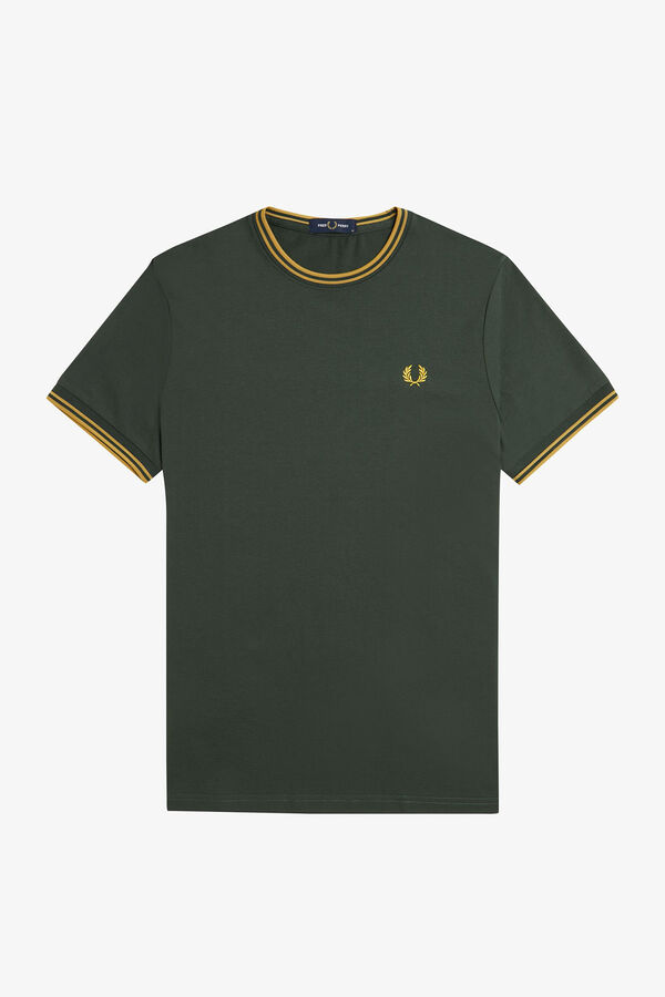 Fred Perry T-shirt with two-stripe trim Kaki