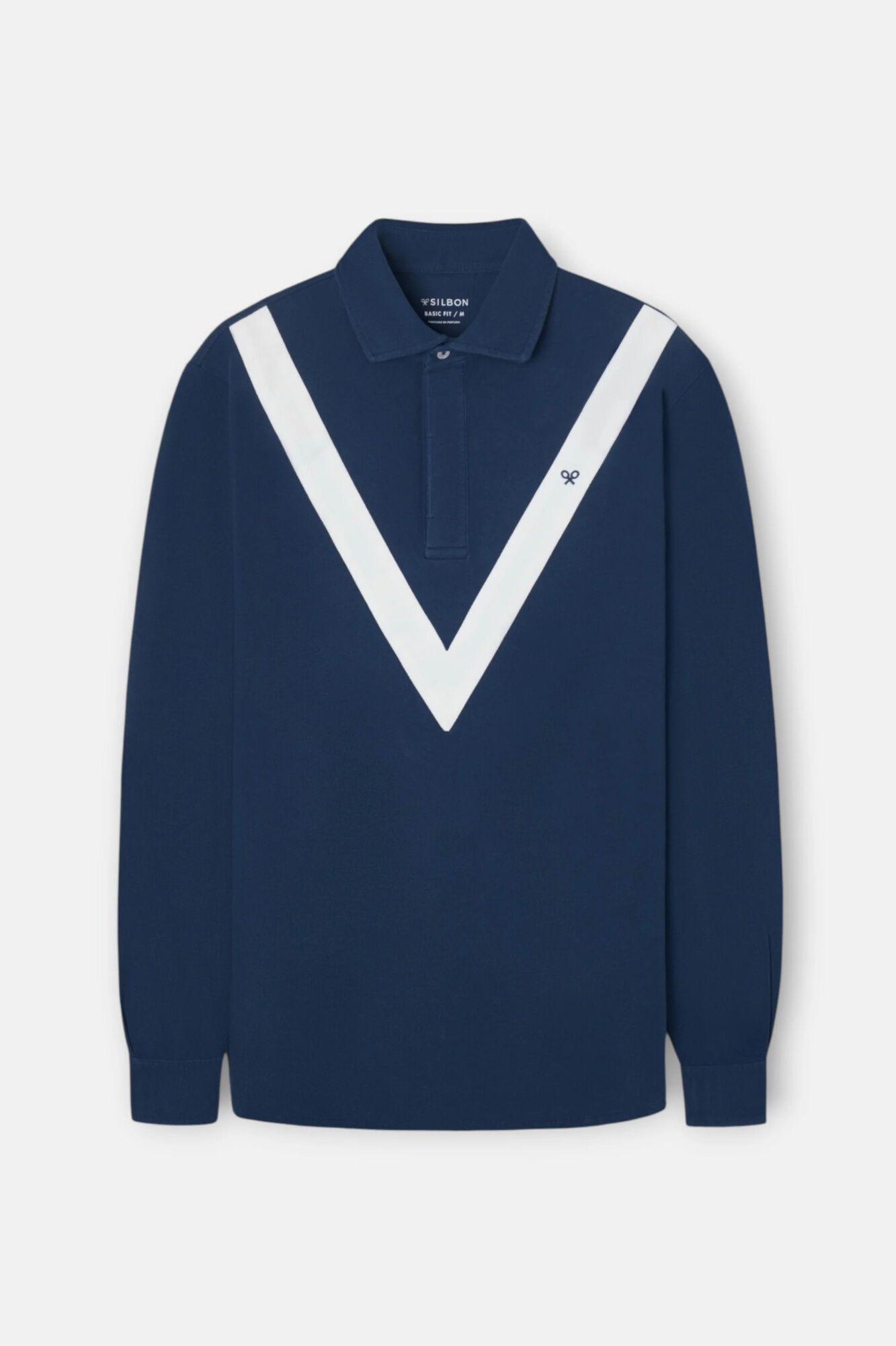 Silbon Chevron long sleeve polo shirt