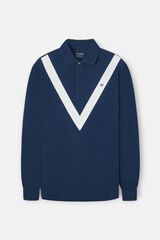 Silbon Chevron long sleeve polo shirt Navy