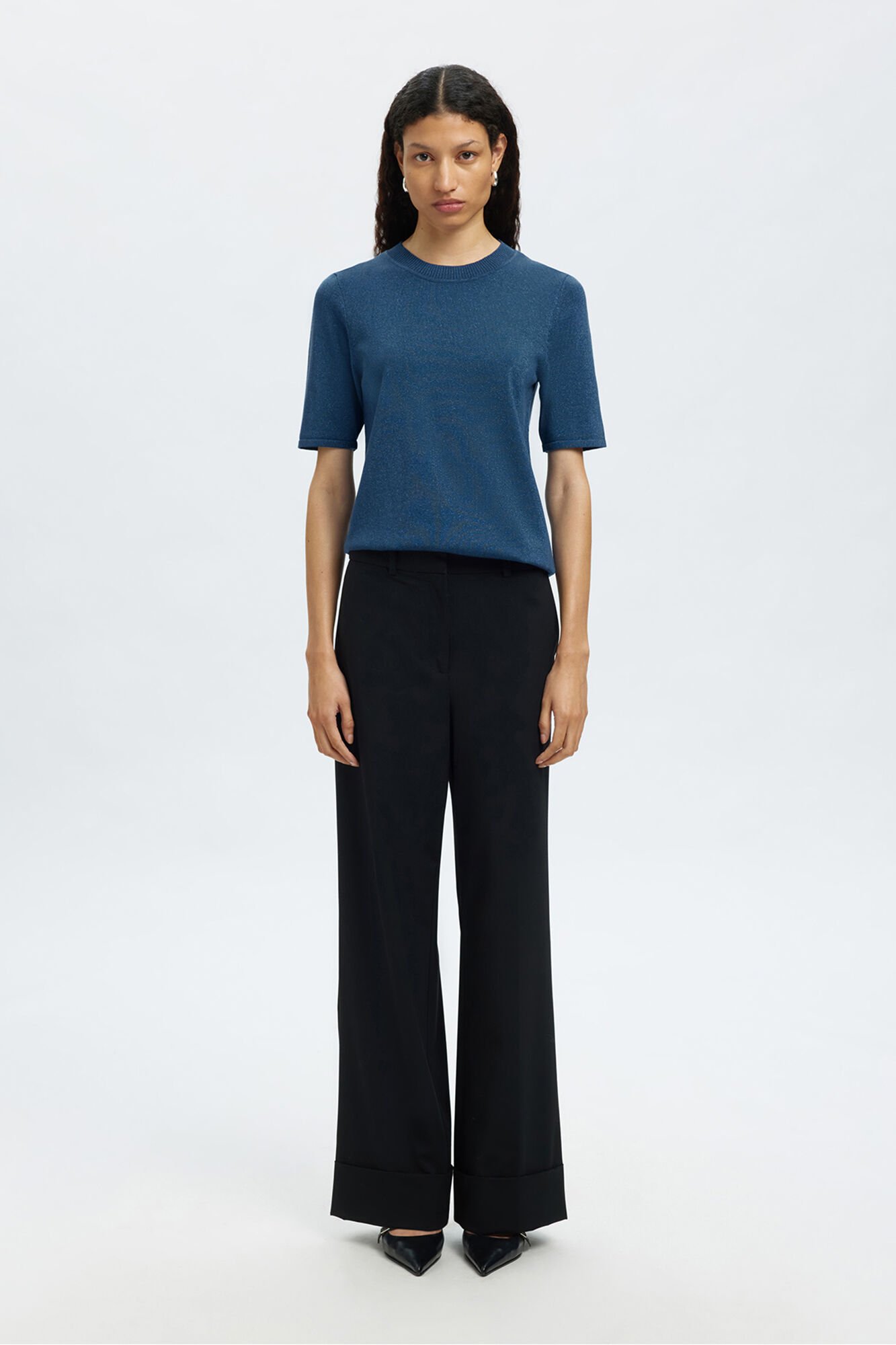 Selected Top manga corta brillo