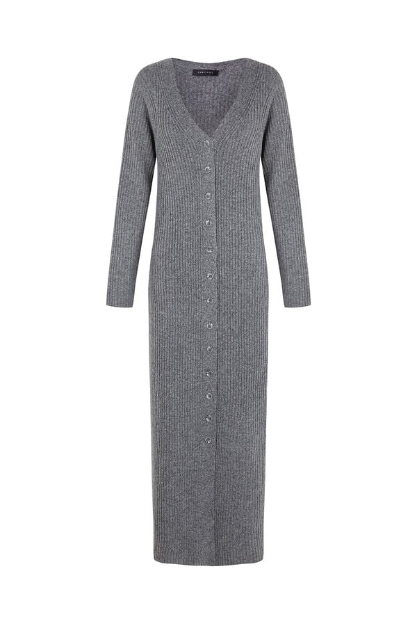 Cortefiel Soft midi cardigan Grey