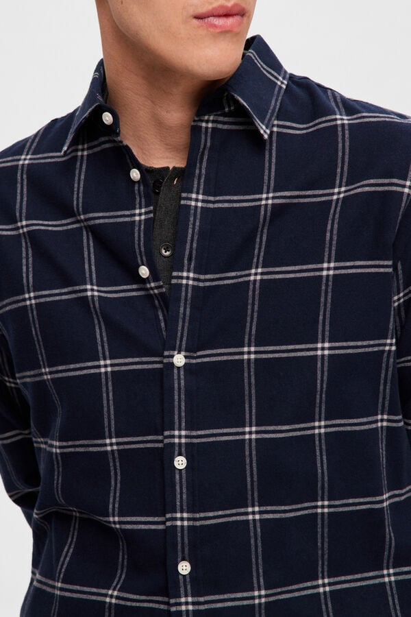 Cortefiel Slim-fit flannel shirt Blue