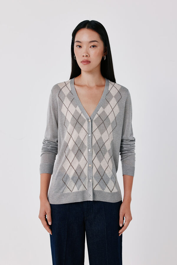 Cortefiel V-neck jacket Grey