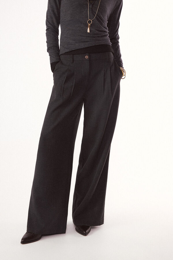 Slowlove Pantal&oacute;n pinzas recto Cinzento