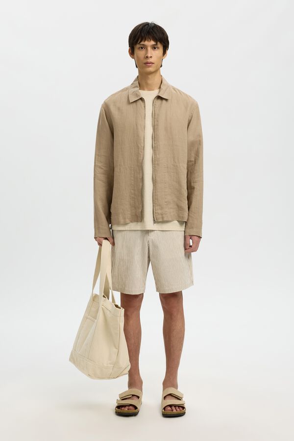 Selected Zip fastening jacket Brown