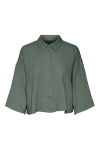 Cortefiel Cropped cotton shirt Green