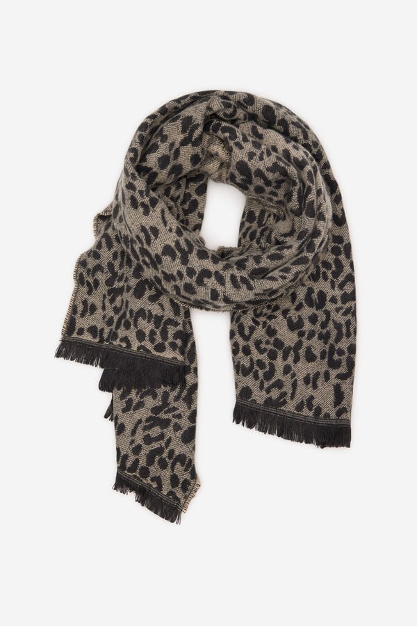 Cortefiel Animal print scarf Printed white