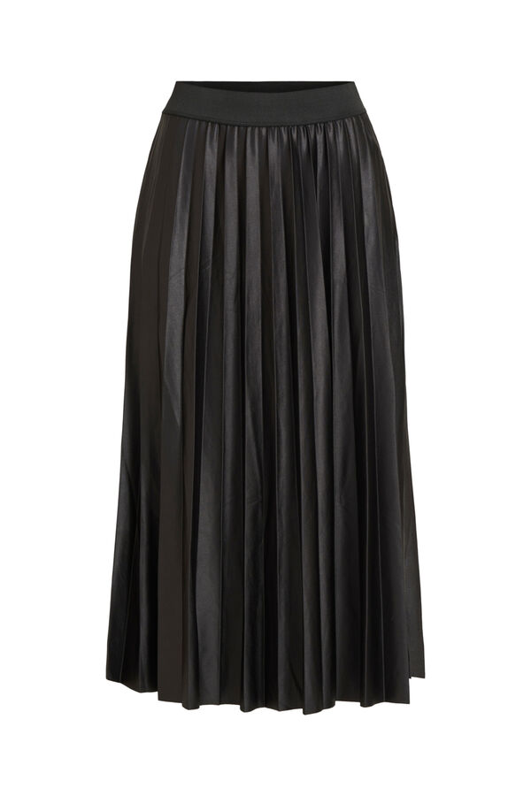 Cortefiel Pleated midi skirt Black