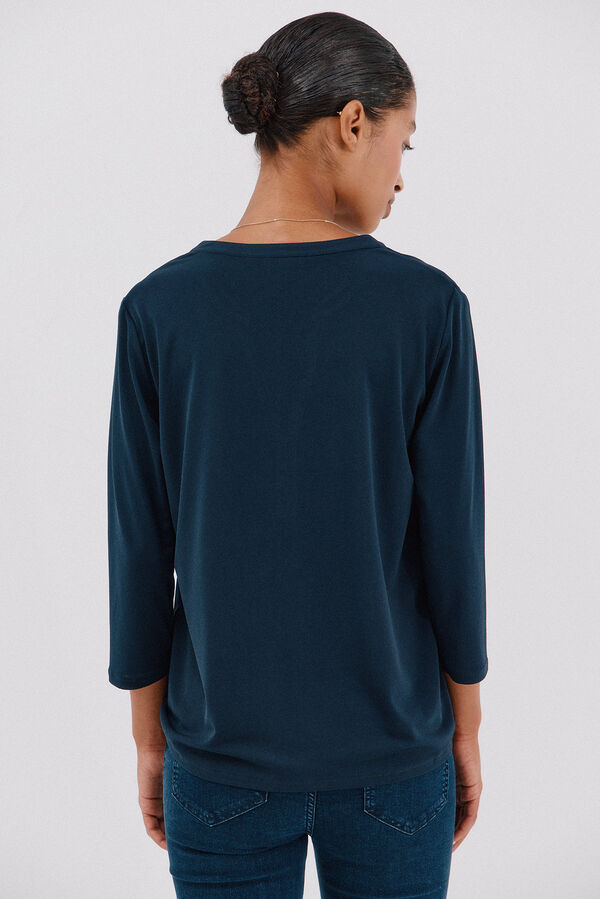 Cortefiel Camiseta básica escote mão Azul marino