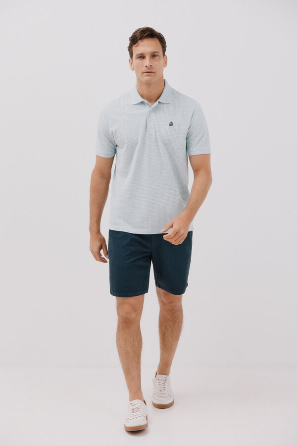 Cortefiel Printed polo shirt Blue