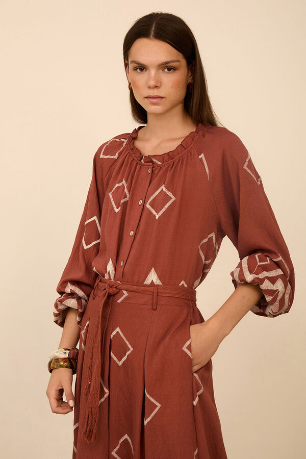 Meisie Blusa com bordado em contraste Subiu