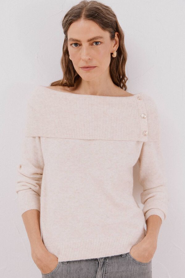 Cortefiel multiway neck sweater Ivory