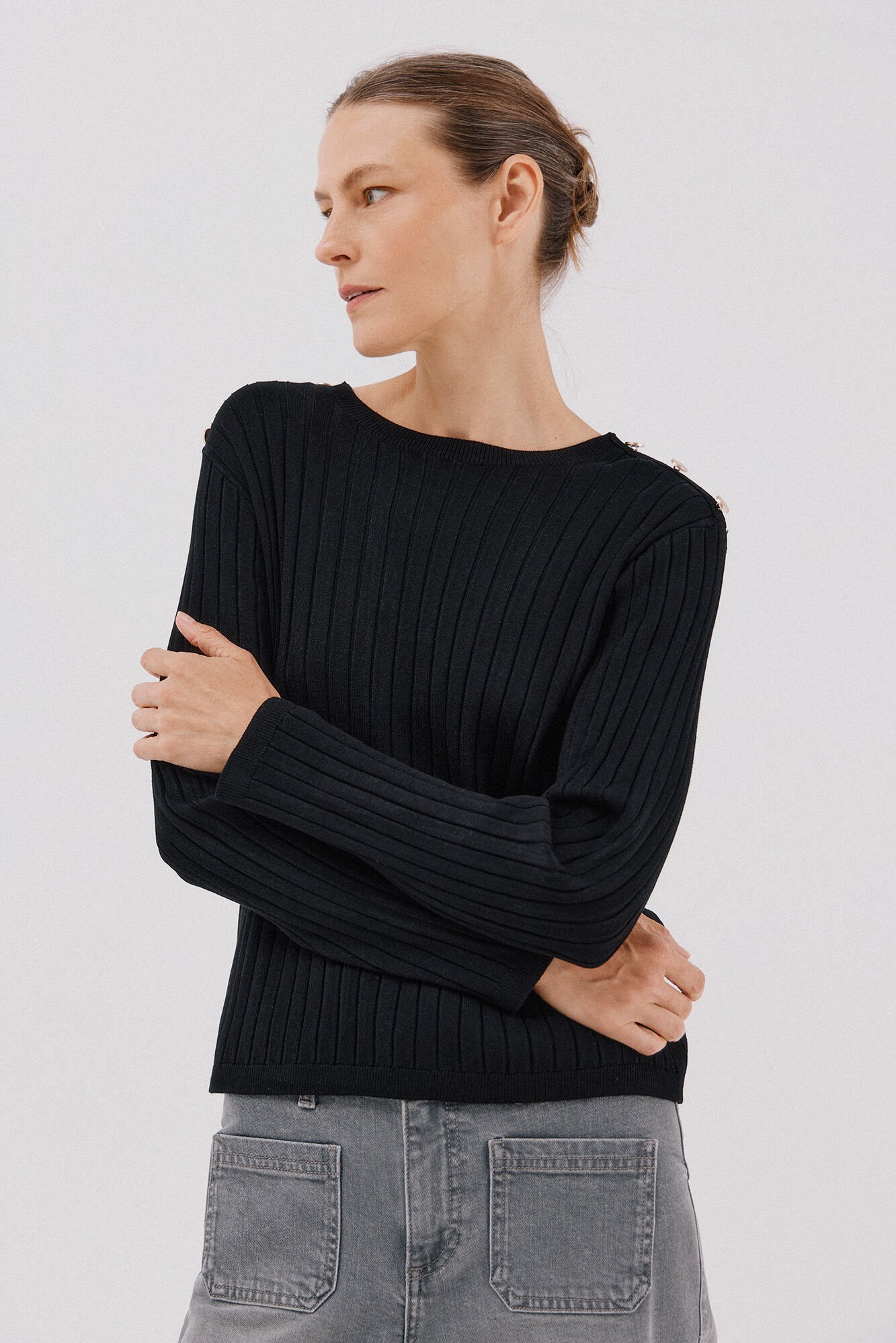 Cortefiel Ribbed jumper with buttons