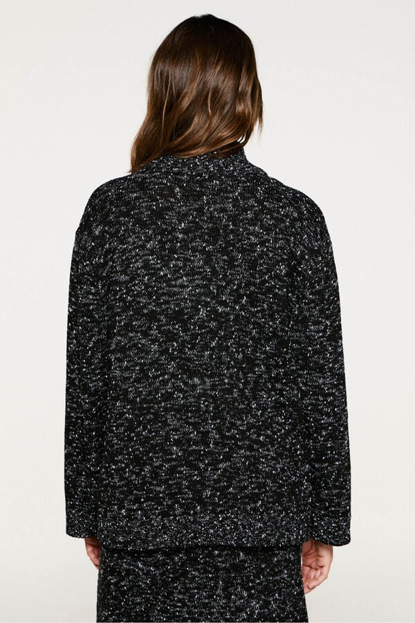Selected Camisola de gola de algodão orgânico  Preto
