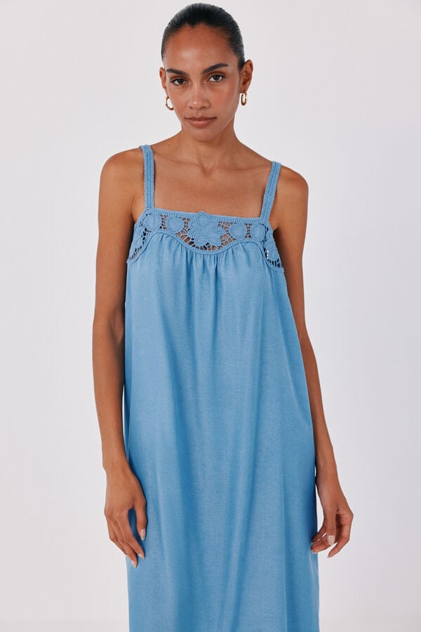 Cortefiel Vestido acetinado de lingerie Azul