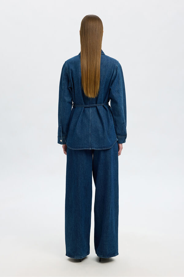 Selected Sobrecamisa jeans com cinto. Azul