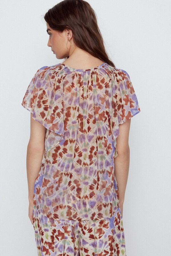 Cortefiel Printed flounced blouse Multicolour