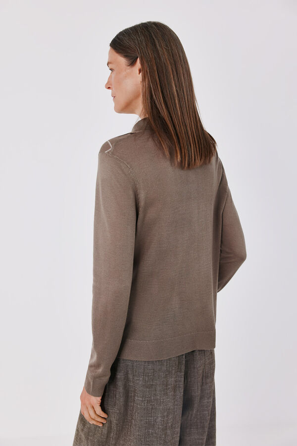 Cortefiel Fine knit polo shirt Nude