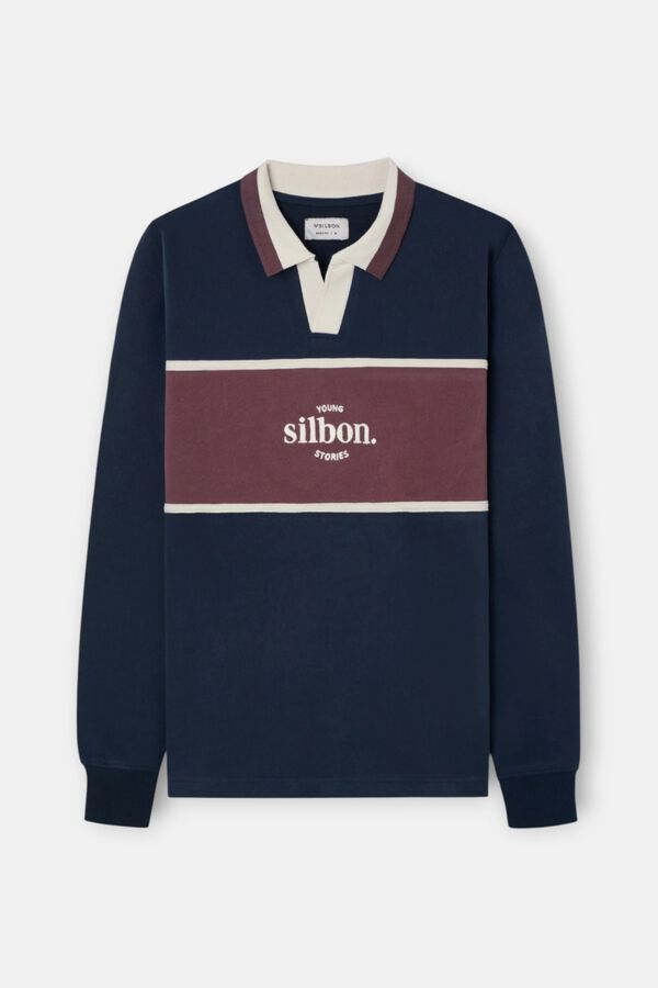 Silbon Relaxed fit polo stories sweatshirt Navy