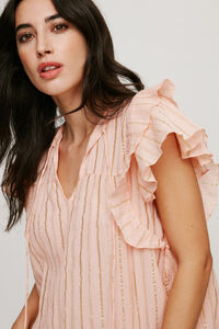 Cortefiel Short ruffle sleeve blouse Pink