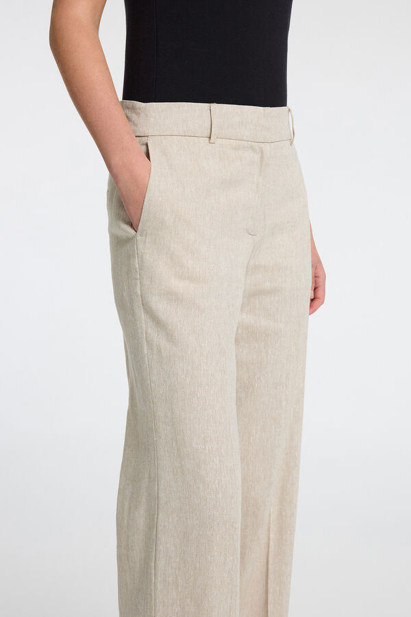 Selected Femme Pantalón de lino Wide Leg Marrón