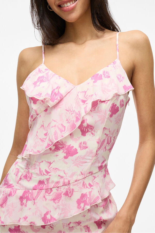 Vila Vestido fiesta estampado midi Fucsia