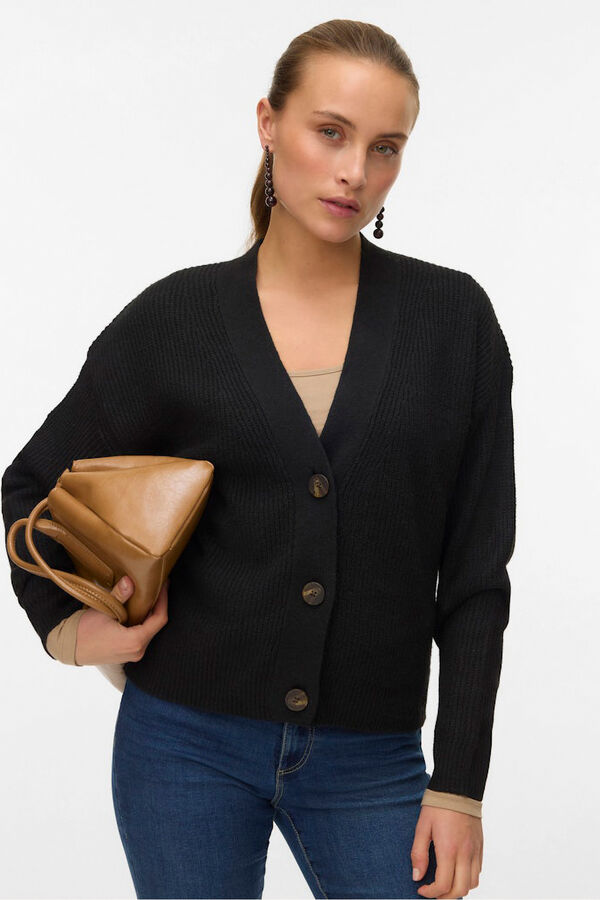 Vero Moda Casaco de malha curto de manga comprida  Preto