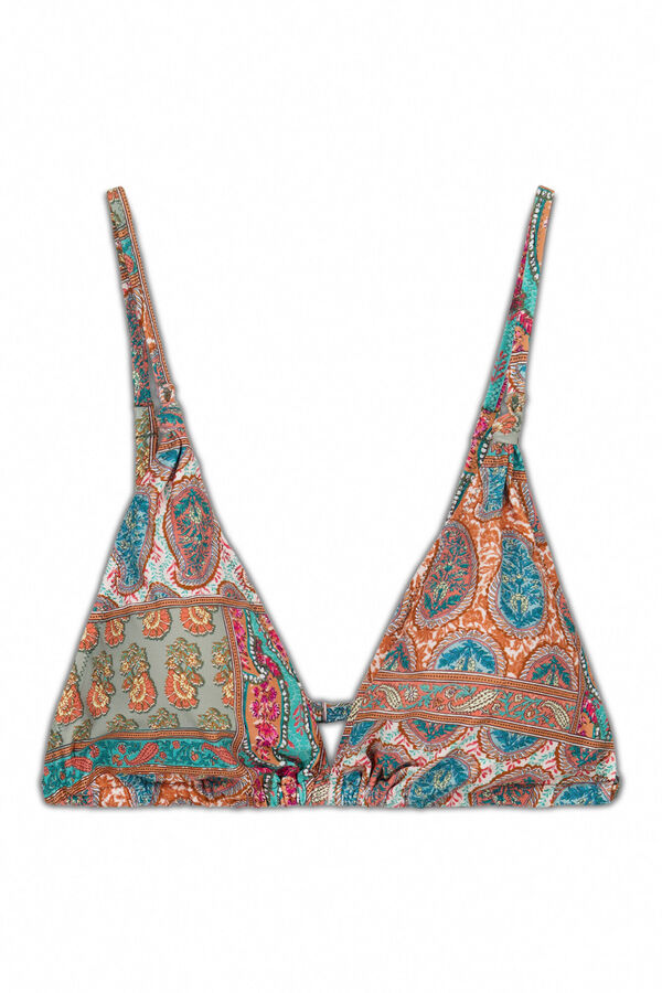 Cortefiel Triangle bikini top Printed orange