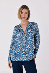 Cortefiel Blusa polera satinada Estampado azul
