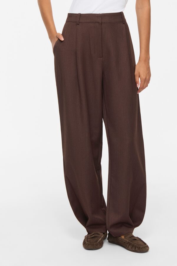 Vila Wide trousers with pleats Dark brown