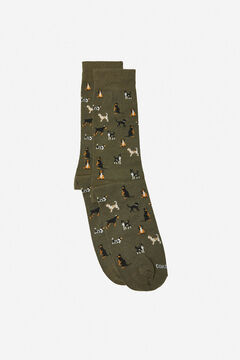 Cortefiel Dog motif socks Kaki