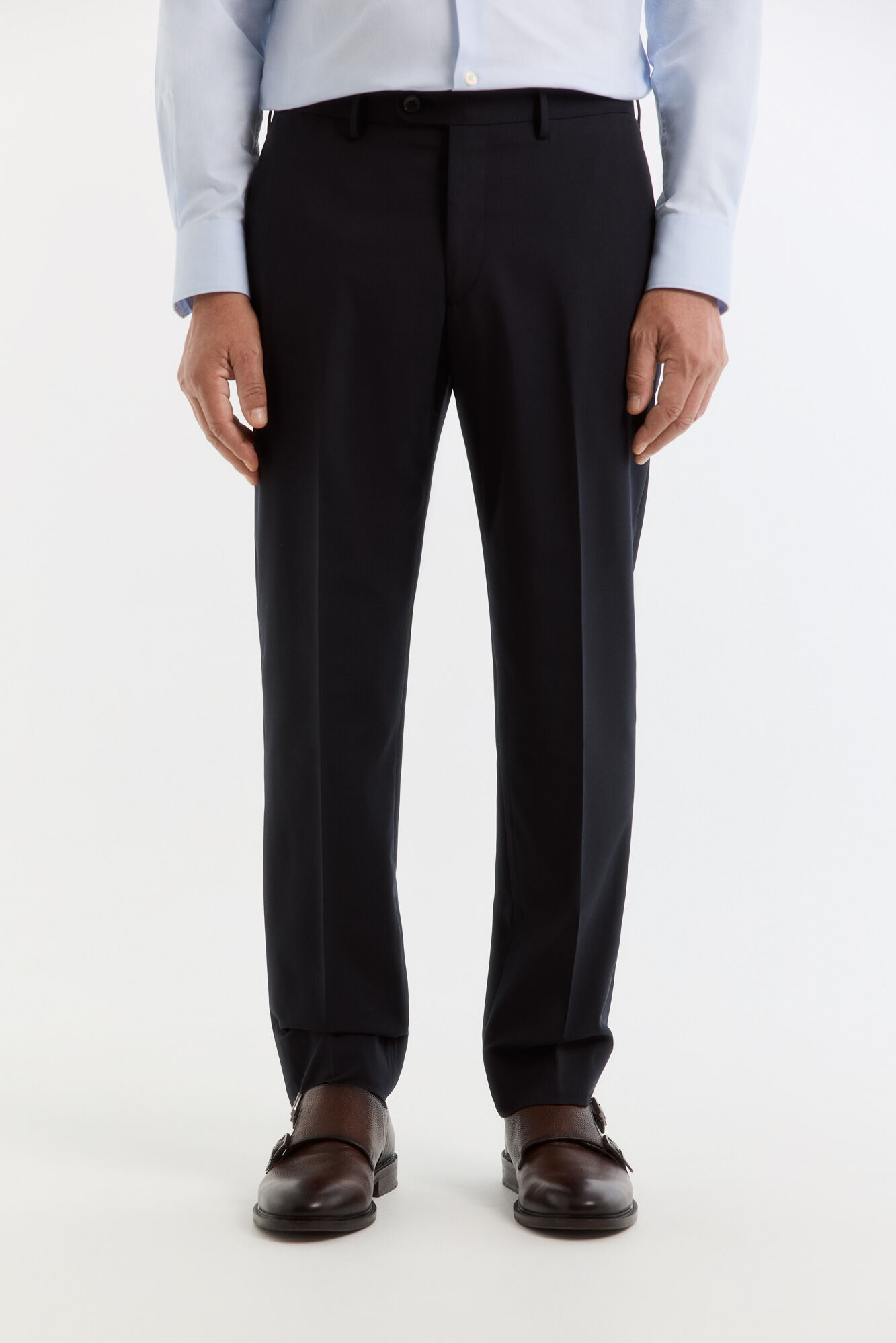 Cortefiel Cal&ccedil;a slim em tecido inteligente xadrez navy