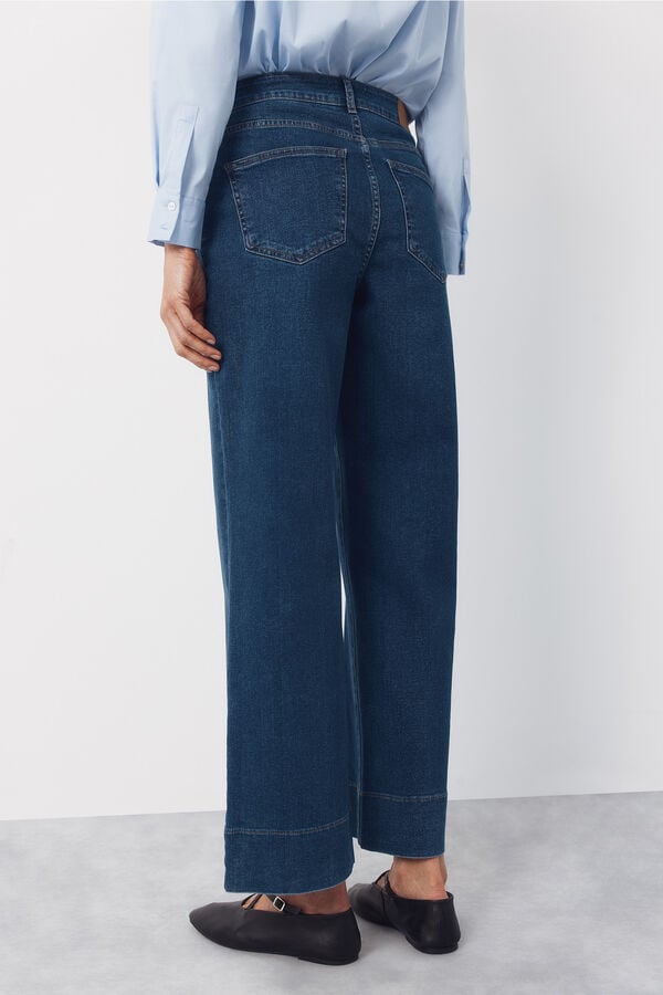 Cortefiel Palazzo jeans with buttons Blue