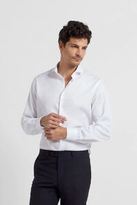 Cortefiel Camisa de vestir punho simples easy iron Branco