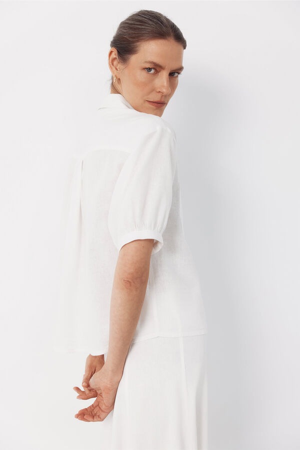 Cortefiel Rustic short sleeve shirt White