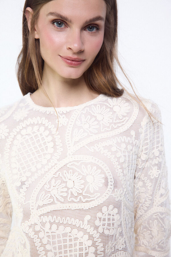 Slowlove Top crochet floral Branco