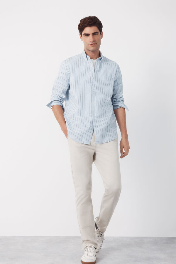 Cortefiel Camisa popel&iacute;n rayas Azul