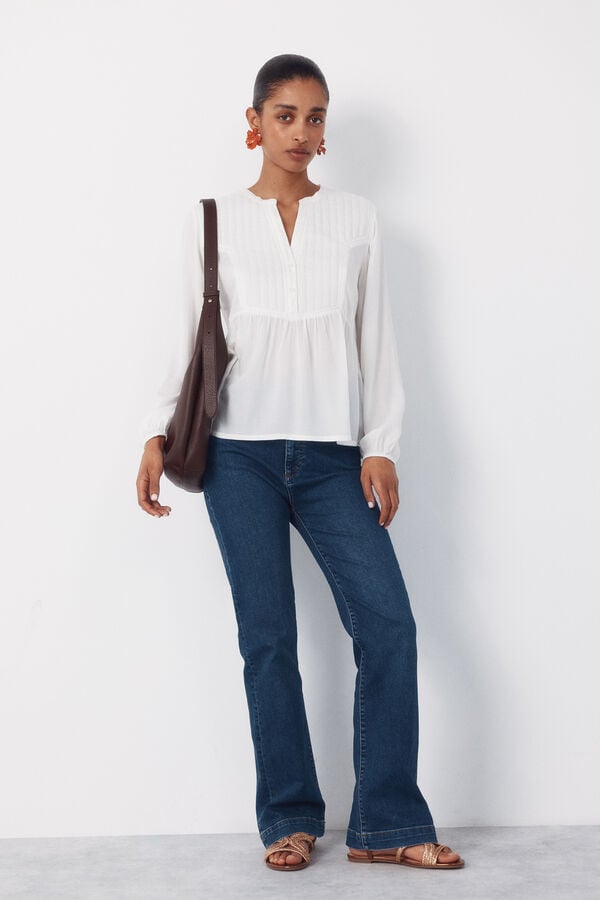 Cortefiel Padded mandarin blouse Ivory