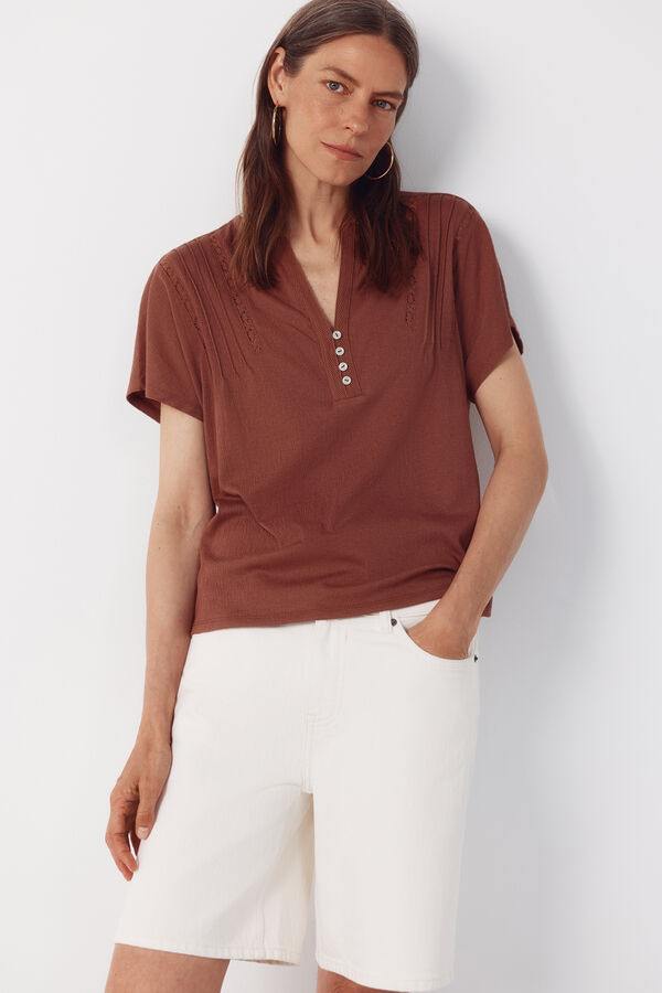 Cortefiel T-shirt fins Brown