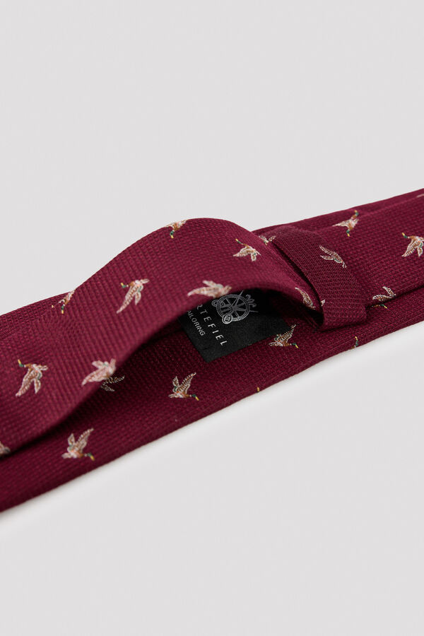 Cortefiel NATURAL silk tie Maroon