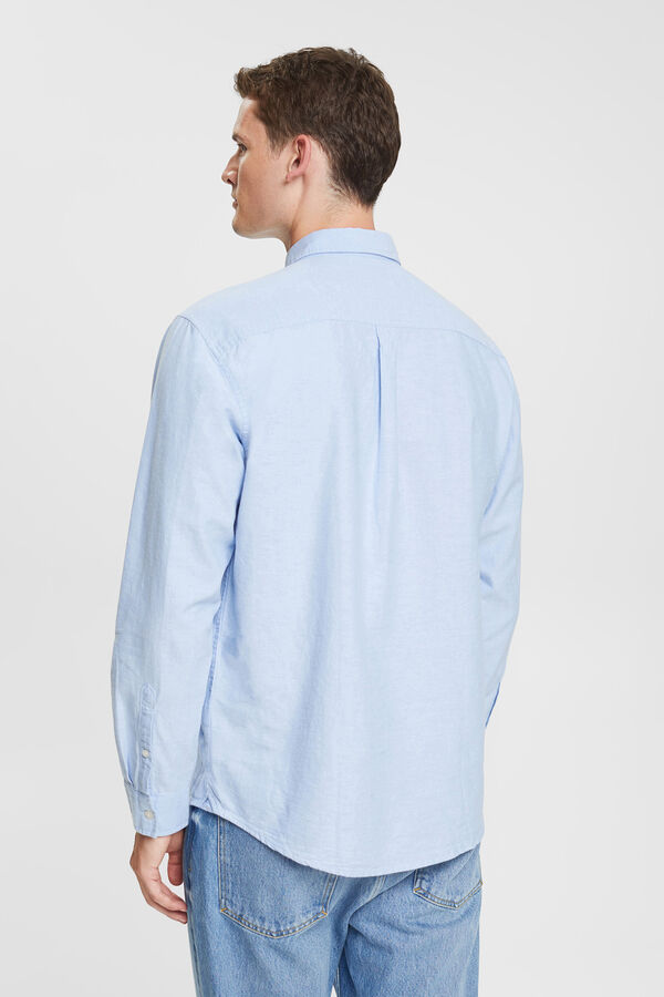 Cortefiel Camisa clássica Oxford 100% algodão Azul