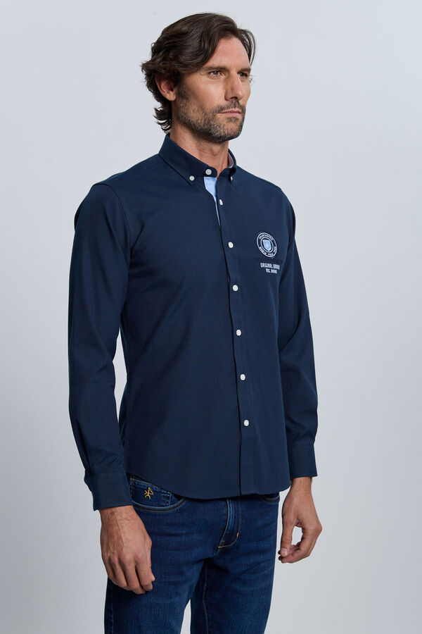 Valecuatro Camisa bordada azul marinho Azul