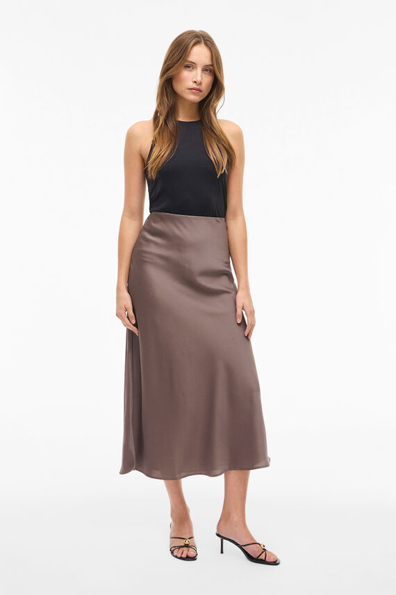 Falda midi satinada