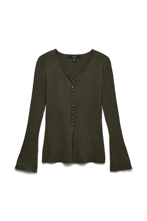 Vero Moda Cardig&atilde; canelado gola em bico Verde