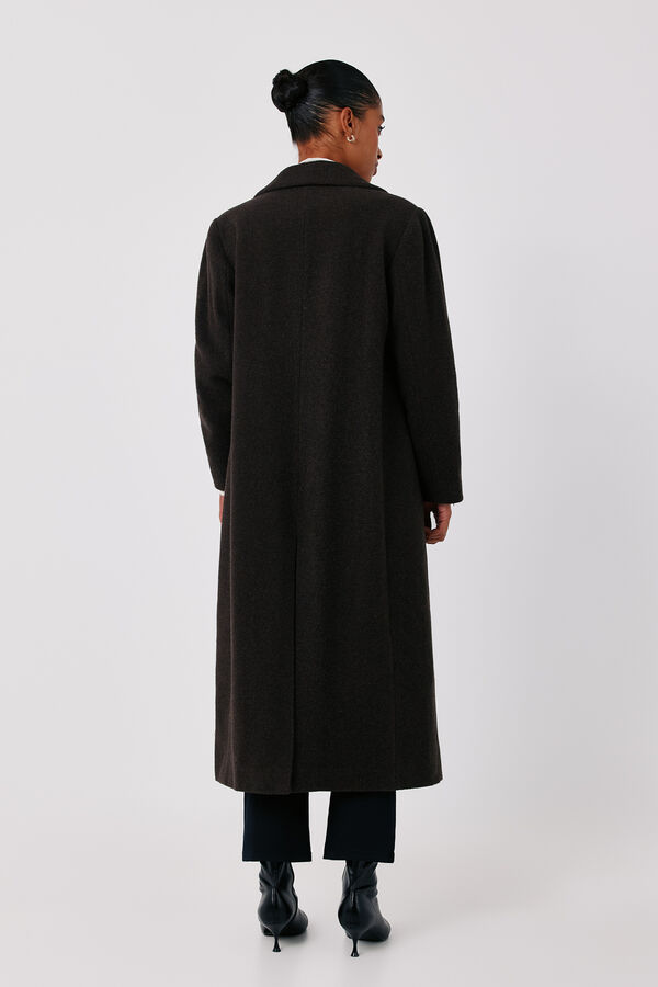 Cortefiel Italian fabric long coat Dark brown