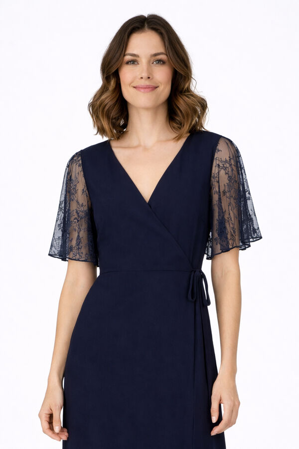 Vila Wrap long party dress Navy