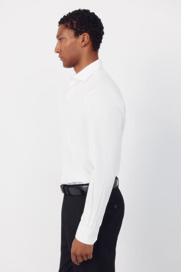 Cortefiel Camisa vestir lisa f&aacute;cil plancha Blanco