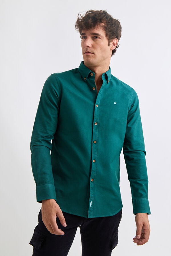 Williot Camisa estruturada tingida em tecido Verde