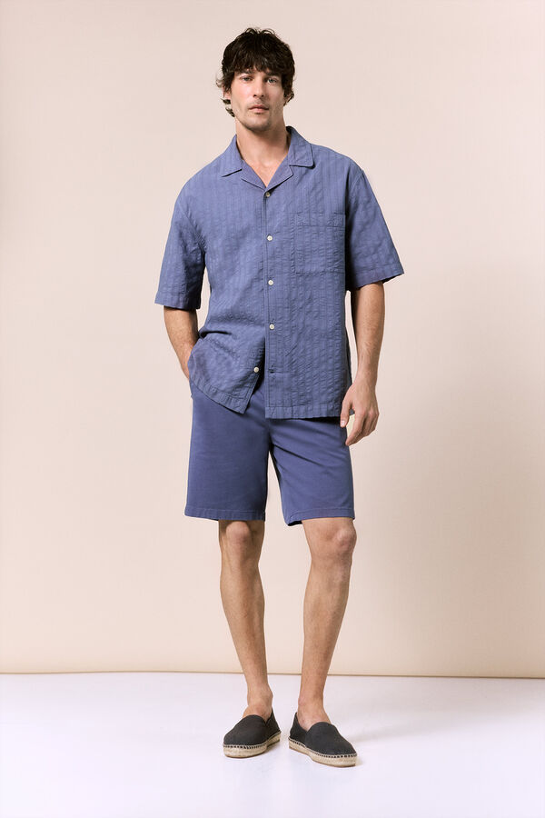 OOTO Plain short sleeve shirt Blue